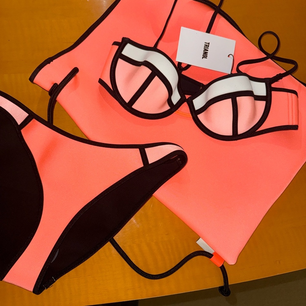 triangl swimwear Coral and Black Neoprene Tote